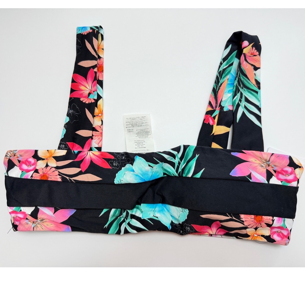 Rip Curl My Bikini Floral Bandeau Swim Top Black Multi Womens Size Med New